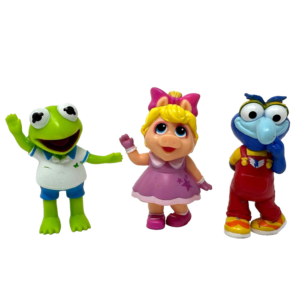 Disney Jr Muppet Babies Figures Set 3 Kermit Piggy Gonzo PVC Mini Figurines Toys